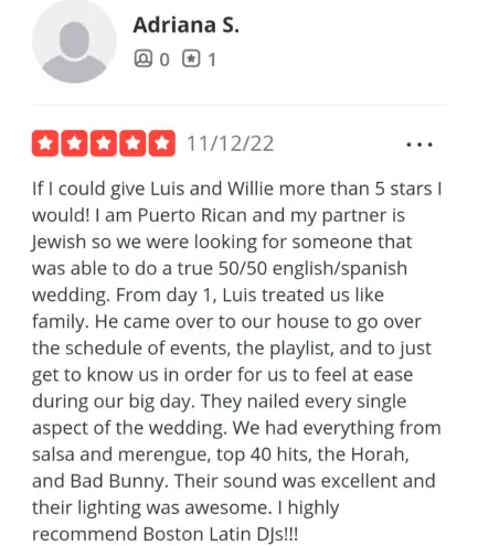 Boston Latin DJs Client Review 1